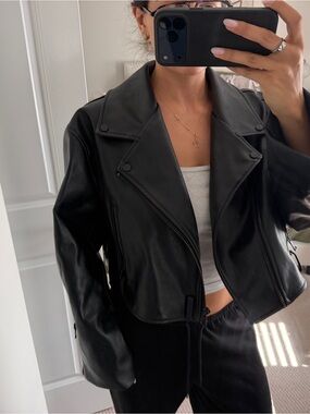 LIONESS Faux Leather Biker Jacket